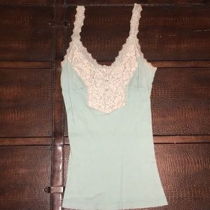 Teal lace tank top